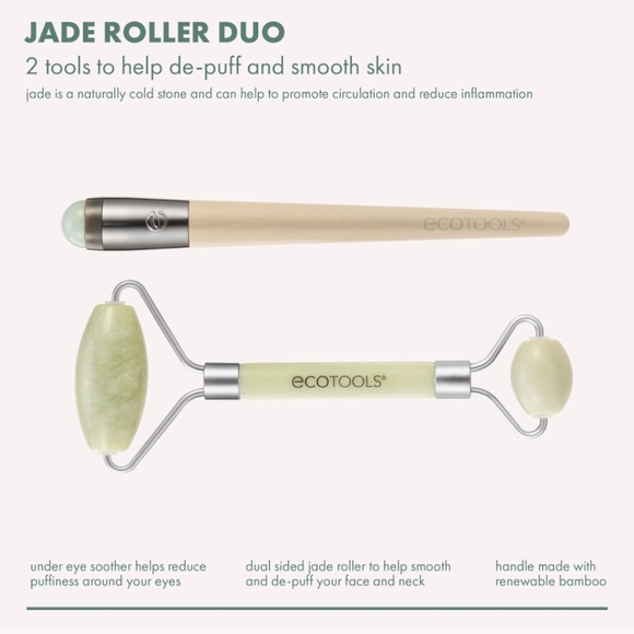 ECOTOOLS Clean Beauty, Clean Planet jade roller duo best for depuffing + - Picture 3 of 5